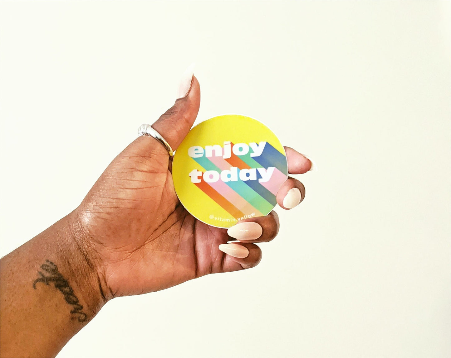 Colorful Enjoy Today Rainbow Sticker . Christian . Planner Sticker. Mental health Sticker. Stanley Cup Hydro Flask water bottle dec