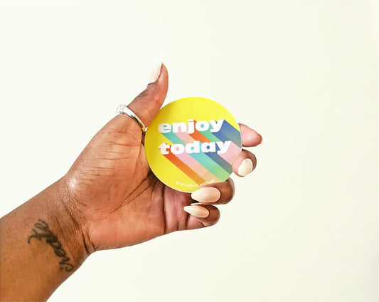 Colorful Enjoy Today Rainbow Circle Sticker . Christian . Planner Sticker. Mental health Sticker. Stanley Cup Hydro Flask water bottle dec