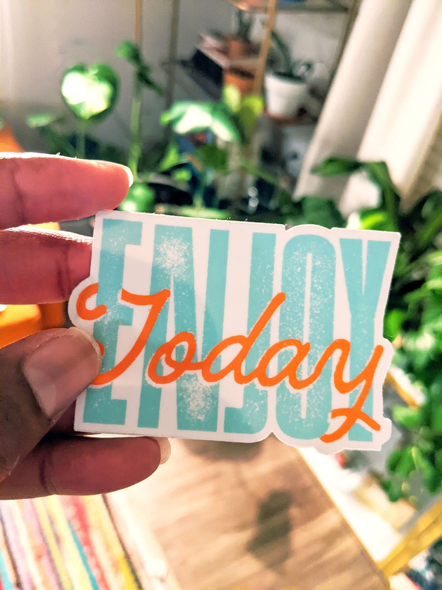 Enjoy Today Die Cut Mental Health Positive Christian Waterproof Sticker Decal.