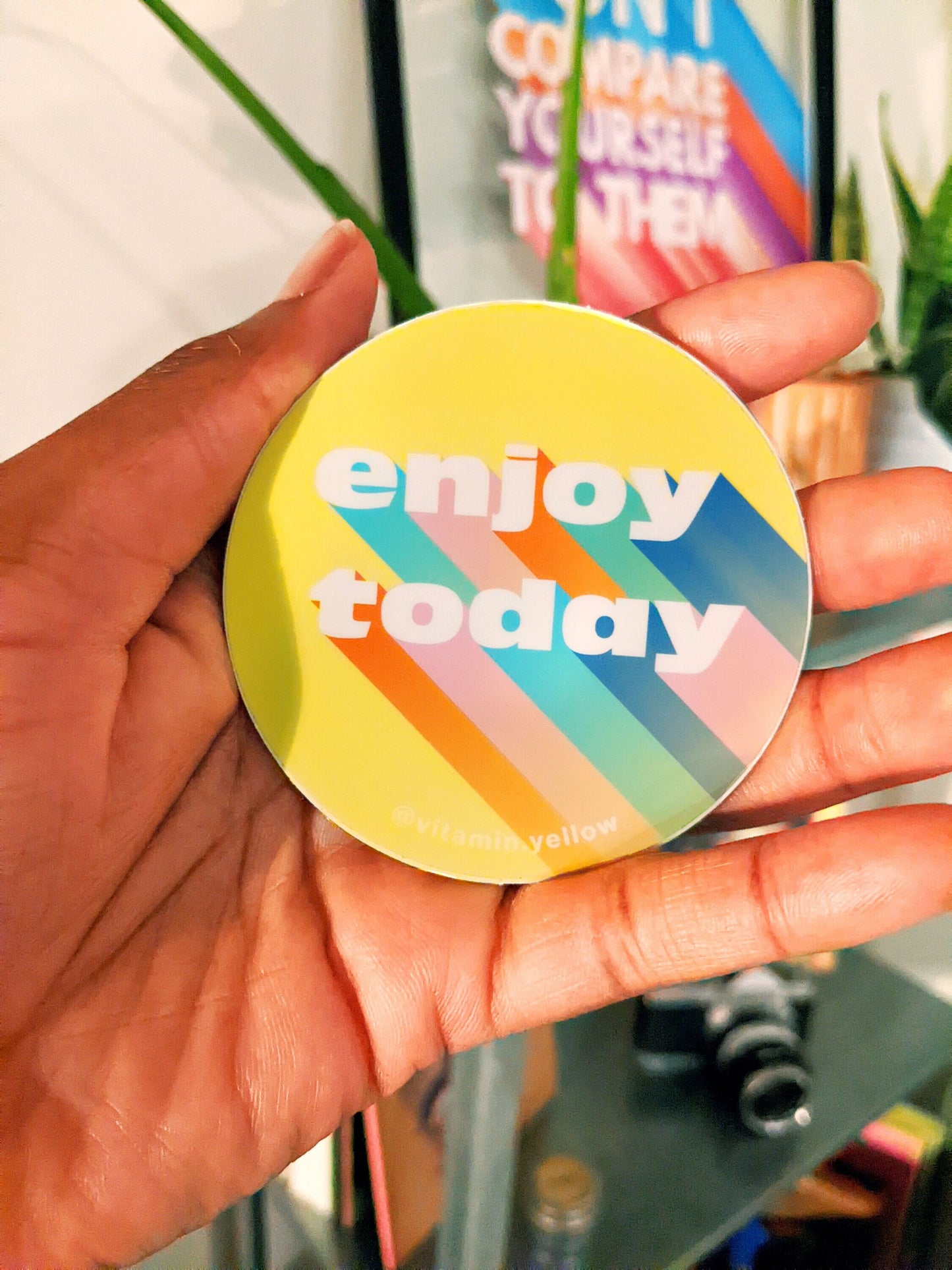 Colorful Enjoy Today Rainbow Sticker . Christian . Planner Sticker. Mental health Sticker. Stanley Cup Hydro Flask water bottle dec
