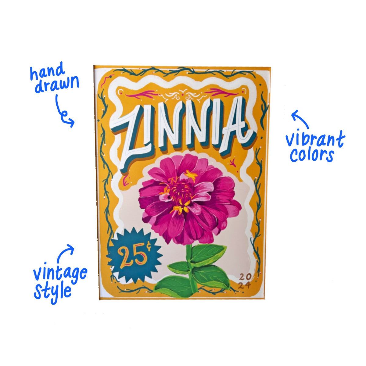 Zinnia Seed Packet Poster